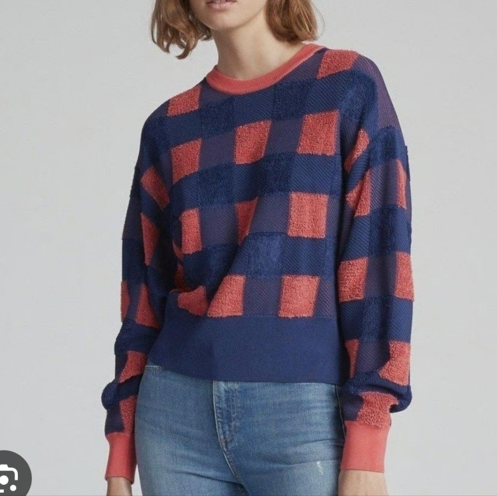 rag & bone Ridley Gingham Pullover Textured Sweater Checkered - Picture 4 of 9